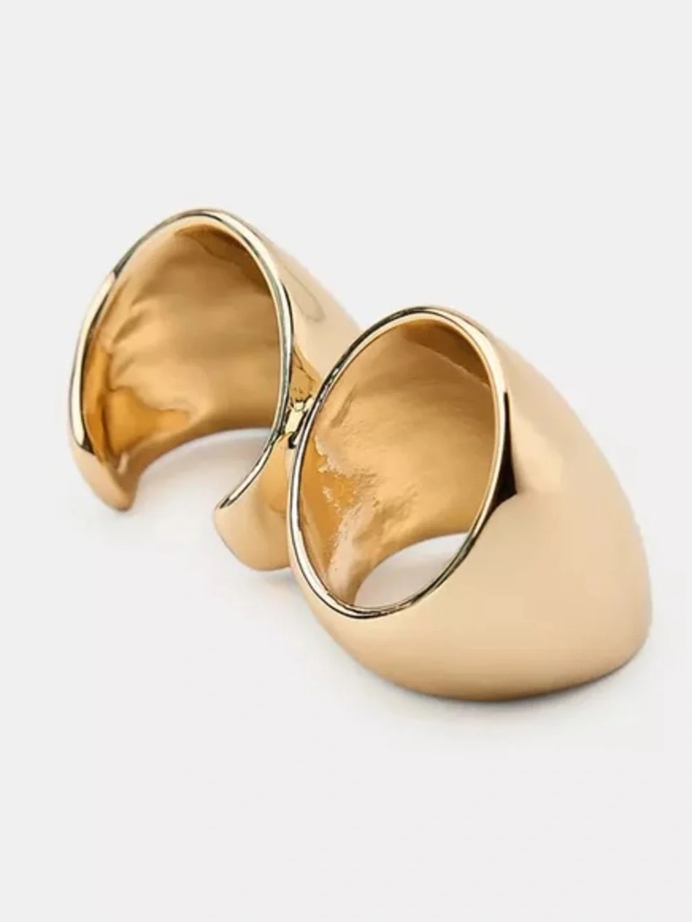 Zara Double Metal Ring Embossed Design Golden Y2K NWT Abstract